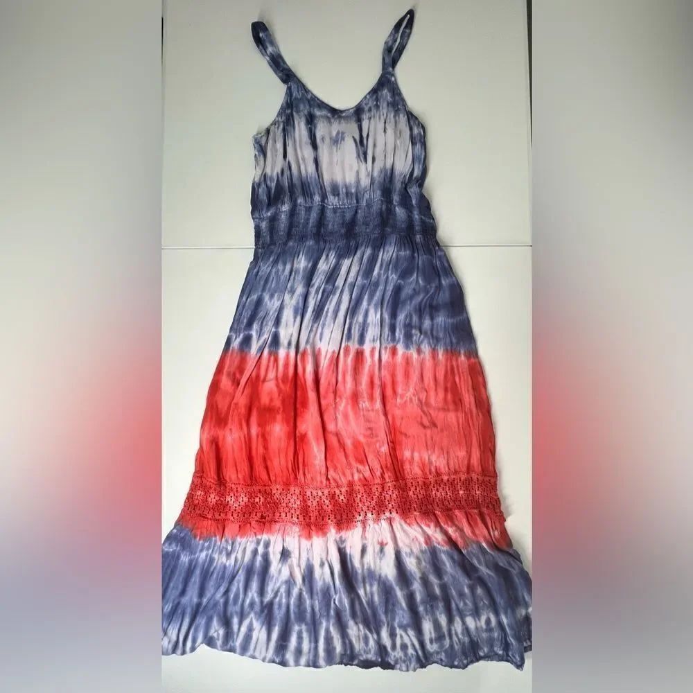 Studio West Boho Vintage Open Shoulder Tye Dye BATIK Print Size L
